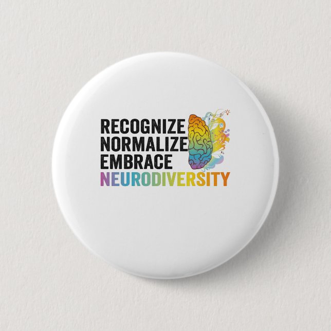 Recognize Normalize Embrace Neurodiversity ADHD Button (Front)