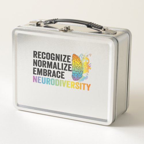 Recognize Normalize Embrace Neurodiversity ADHD Metal Lunch Box