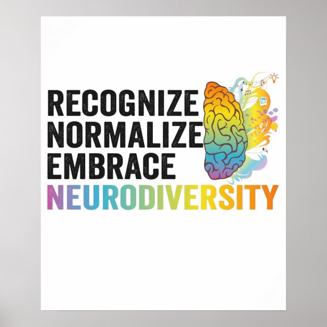 Recognize Normalize Embrace Neurodiversity ADHD Poster (Front)
