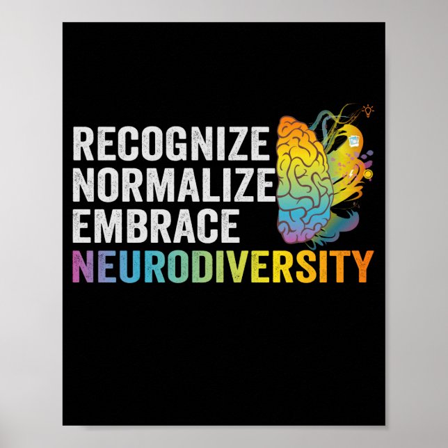 Recognize Normalize Embrace Neurodiversity ADHD Poster (Front)