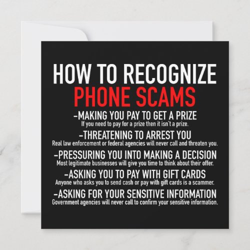 Recognize Phone Scams _ Scam Prevention List Card