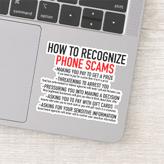 Recognize Phone Scams - Scam Prevention List Sticker