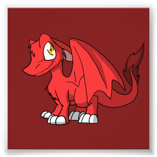 Recolorable SD Furry Dragon w Any Dark Color Back Photo Print