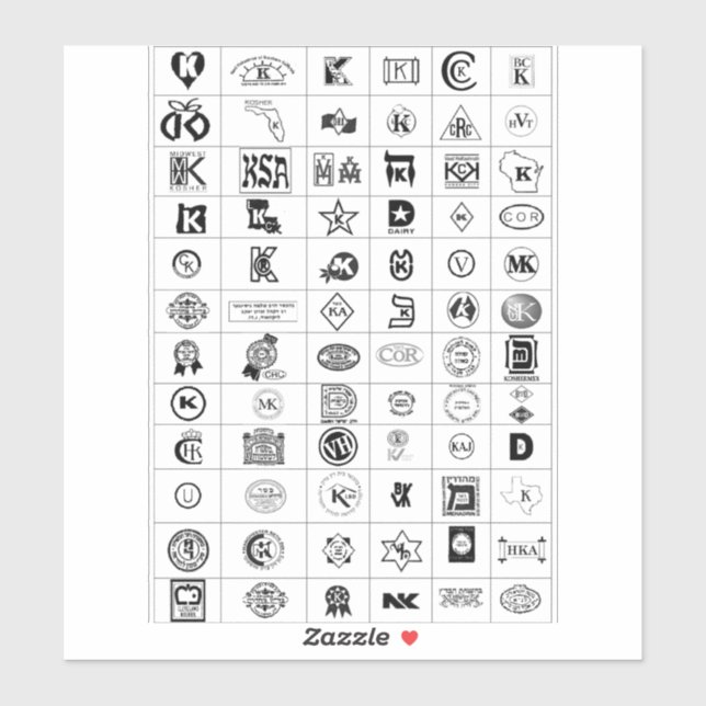 Recommended Kosher Symbols Sticker (Sheet)