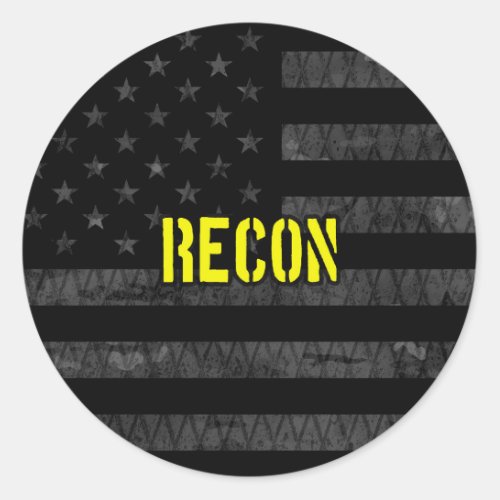 Recon Subdued American Flag Classic Round Sticker