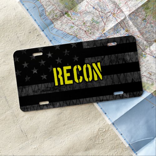 Recon Subdued American Flag License Plate