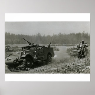 Reconaisance car and motorcycle poster
