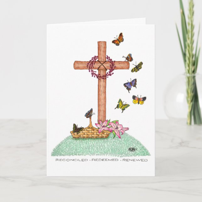 Reconciled, Redeemed, Renewed Easter Card (Front)