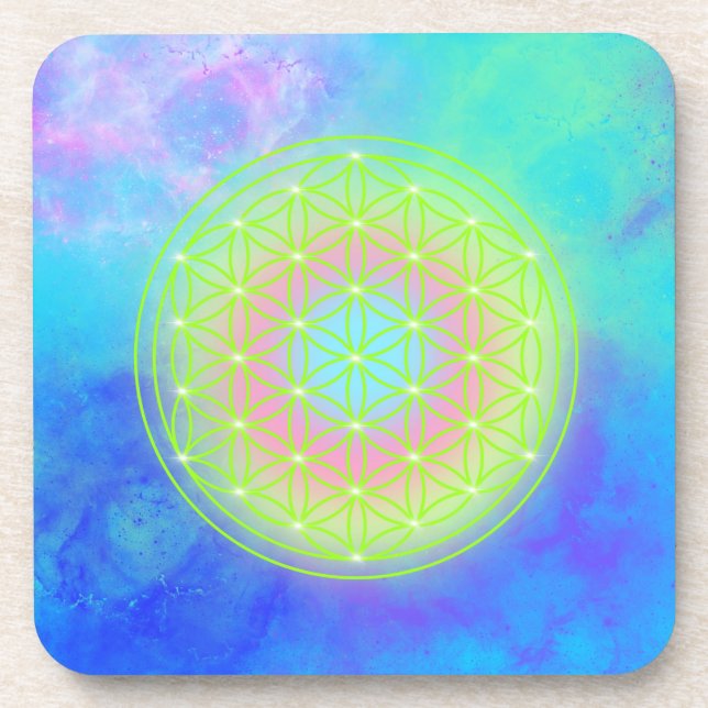 Reconnect with Yourself flower of life Beverage Coaster (Front)