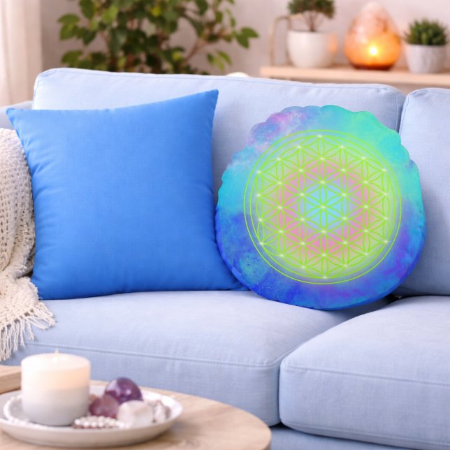 Reconnect with Yourself flower of life Round Pillow (Creator Uploaded)