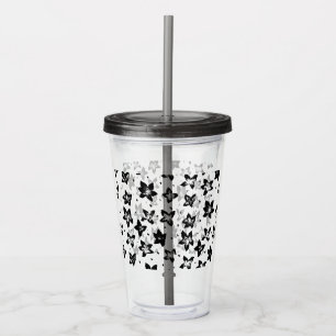 Reconstructed Floral Pattern - Achromatic Goth Acrylic Tumbler