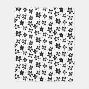 Reconstructed Floral Pattern - Achromatic Goth Fleece Blanket