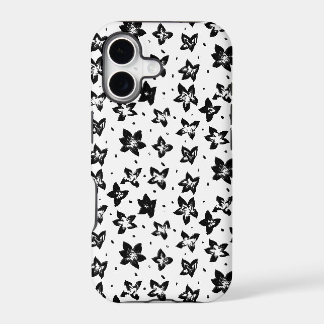 Reconstructed Floral Pattern - Achromatic Goth Iphone Case (Back)