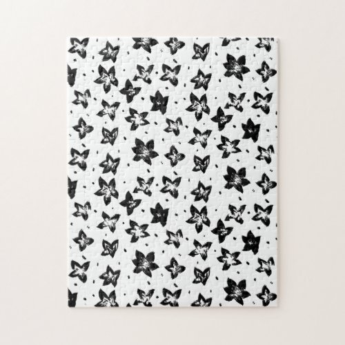 Reconstructed Floral Pattern _ Achromatic Goth Jigsaw Puzzle