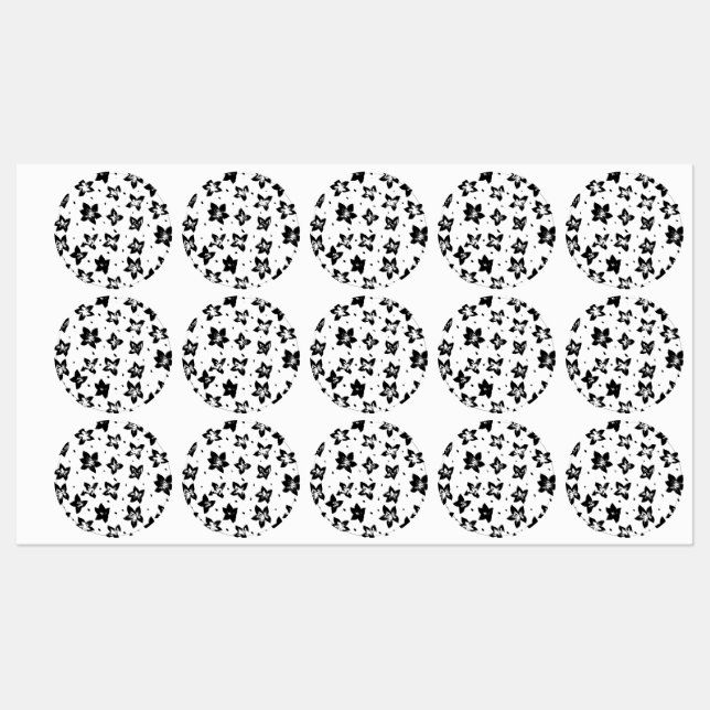 Reconstructed Floral Pattern - Achromatic Goth Labels (Sheet)