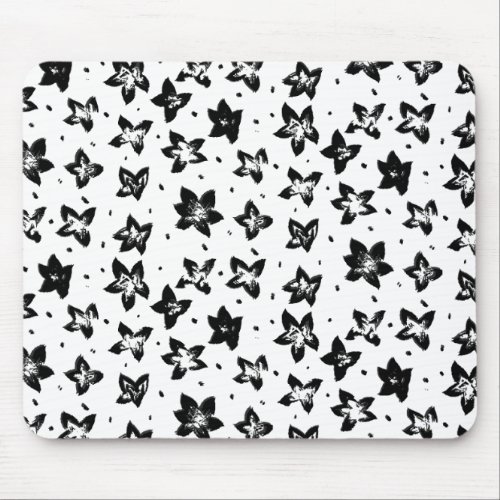 Reconstructed Floral Pattern _ Achromatic Goth Mouse Pad