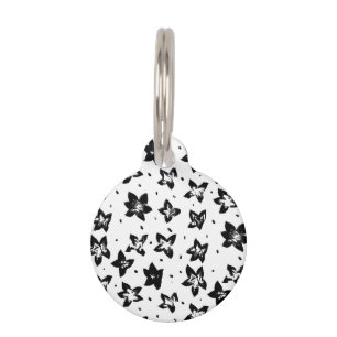 Reconstructed Floral Pattern - Achromatic Goth Pet ID Tag