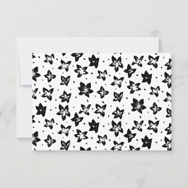 Reconstructed Floral Pattern - Achromatic Goth Thank You Card (Front)