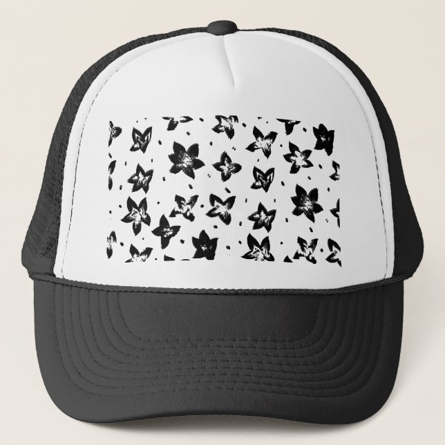 Reconstructed Floral Pattern - Achromatic Goth Trucker Hat (Front)