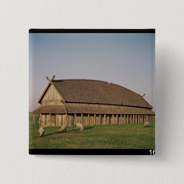Reconstruction of an 11th century Viking house Pinback Button (Front)