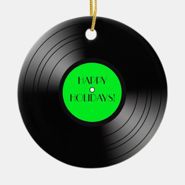 Record Album Happy Holidays Ceramic Ornament (Front)