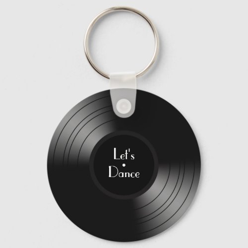 Record Album Lets Dance Novelty Keychain