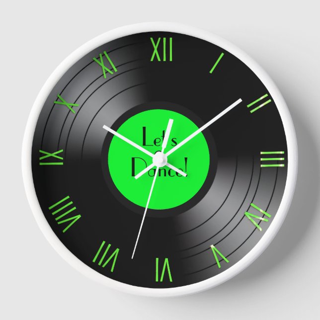 Record Album Let's Dance Novelty Roman Numerals Clock (Front)