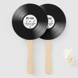 Record Album Music Theme Hand Fan
