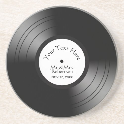 Record Album Names Date Wedding  Anniversary Coaster