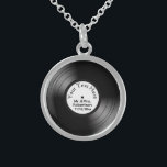 Record Album Names Date Wedding  Favor Sterling Silver Necklace<br><div class="desc">Great fun look with a 33 speed album with text you can change</div>