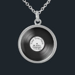 Record Album Names Date Wedding  Favor Sterling Silver Necklace<br><div class="desc">Great fun look with a 33 speed album with text you can change</div>