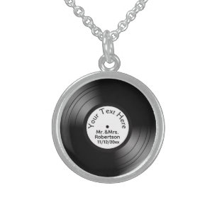 Record Album Names Date Wedding Favor Sterling Silver Necklace