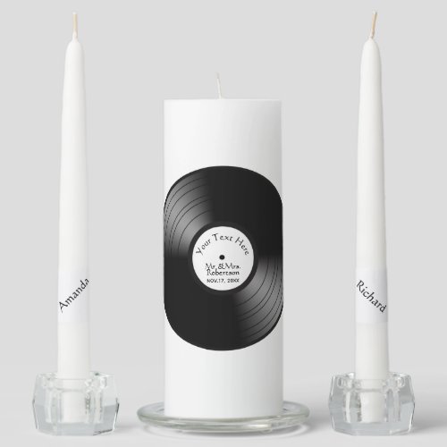 Record Album Names Date Wedding Unity Candle Set