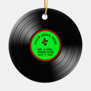 Record Album Personalized Christmas 2 Ceramic Ornament