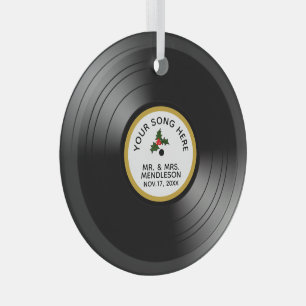 Record Album Personalized Christmas Ceramic Orname Glass Ornament