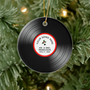 Record Album Personalized Christmas Ceramic Ornament