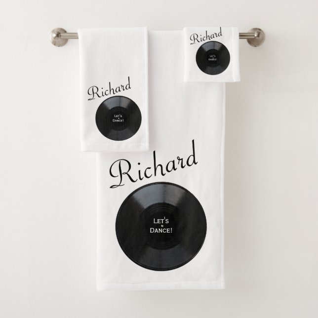 Record Album Personalized Let's Dance Bath Towel Set (Insitu)