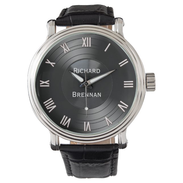 Record Album Personalized Novelty Roman Numerals Watch (Front)