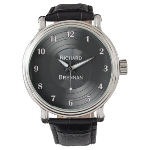 Record Album Personalized Novelty White Numbers Watch