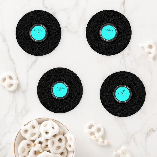 Record Album Personalized Text Coaster Set