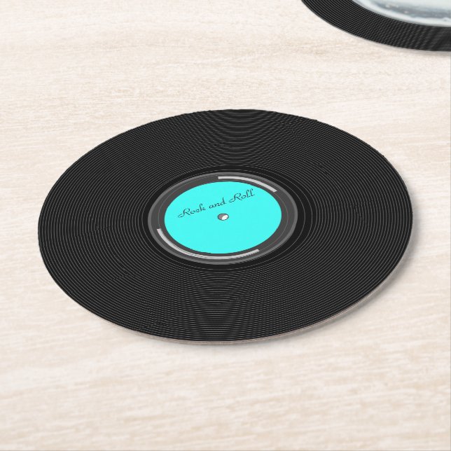 Record Album Round Paper Coaster (Angled)