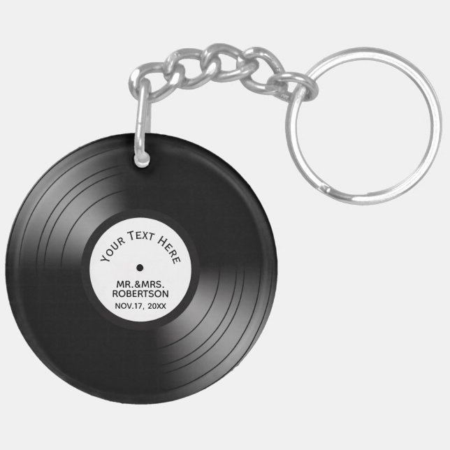 Record Album Song Name Date Wedding / Anniversary Keychain (Back Left)
