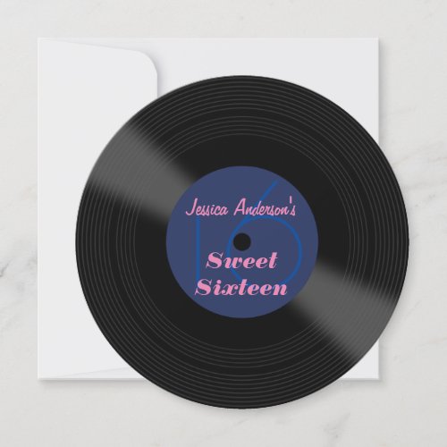 Record Album Sweet Sixteen Invitation