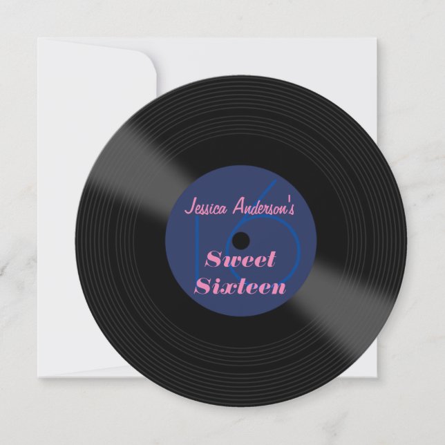 Record Album Sweet Sixteen Invitation (Front)