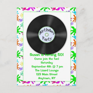 Record Birthday Party Invitation Postcard
