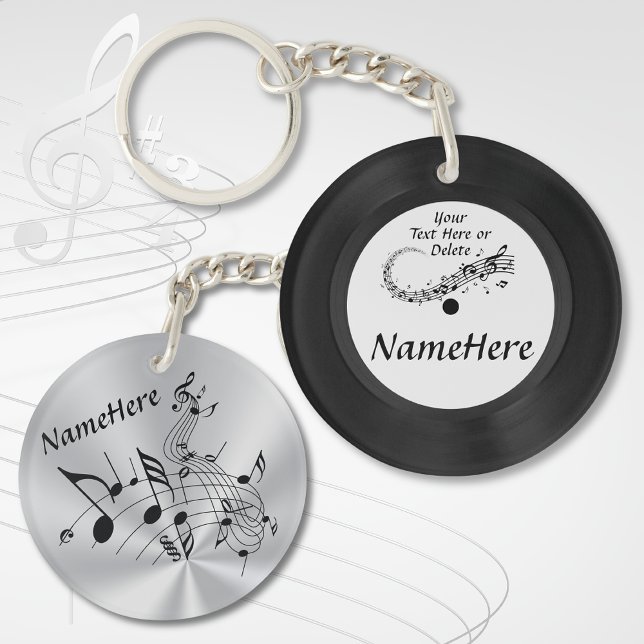 Record Keychain, Personalized Gifts for Musicians Keychain (Gifts for music lovers. Musical Notes gifts. Personalised music gifts. Cheap music themed gifts. )