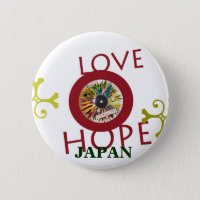 Record of Leaves LOVE HOPE JAPAN Flag pin back