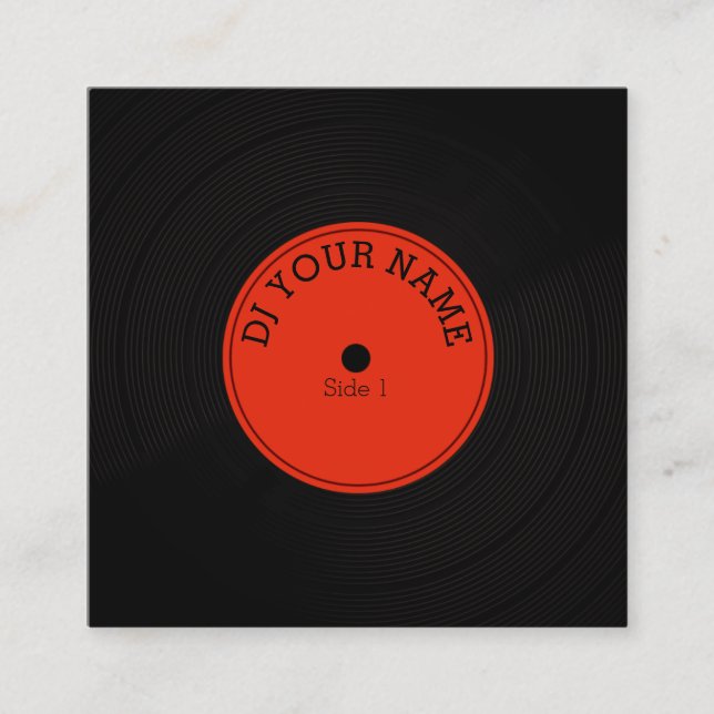 Record plate vinyl musical cover square business card (Front)