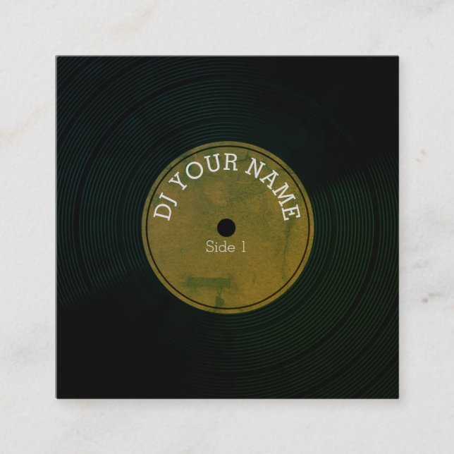 Record plate vinyl musical cover square business card (Front)
