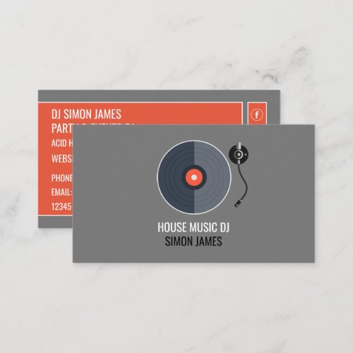 Record Player Logo Professional DJ Business Card